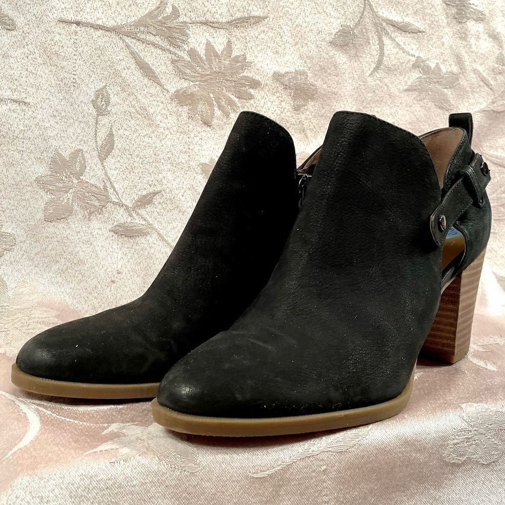 BLACK LEATHER FRANCO SARTO ANKLE BOOTS SIZE 7.5 - Picture 2 of 7